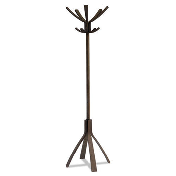 Alba™ Café Wood Coat Stand, Ten Peg-five Hook, 21.67w X 21.67d X 69.33h, Espresso Brown freeshipping - TVN Wholesale
